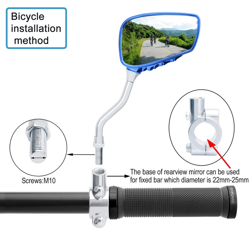 TOPCABIN 1 Pair Bicycle Mirror,Big View Bike Rear View Mirror Blindsight Multi Angle Adjustable Bike Mirror Billet Aluminum Chrome Plated Outside Skull Claw Style Also suitable for motorcycle mirror - Image 3